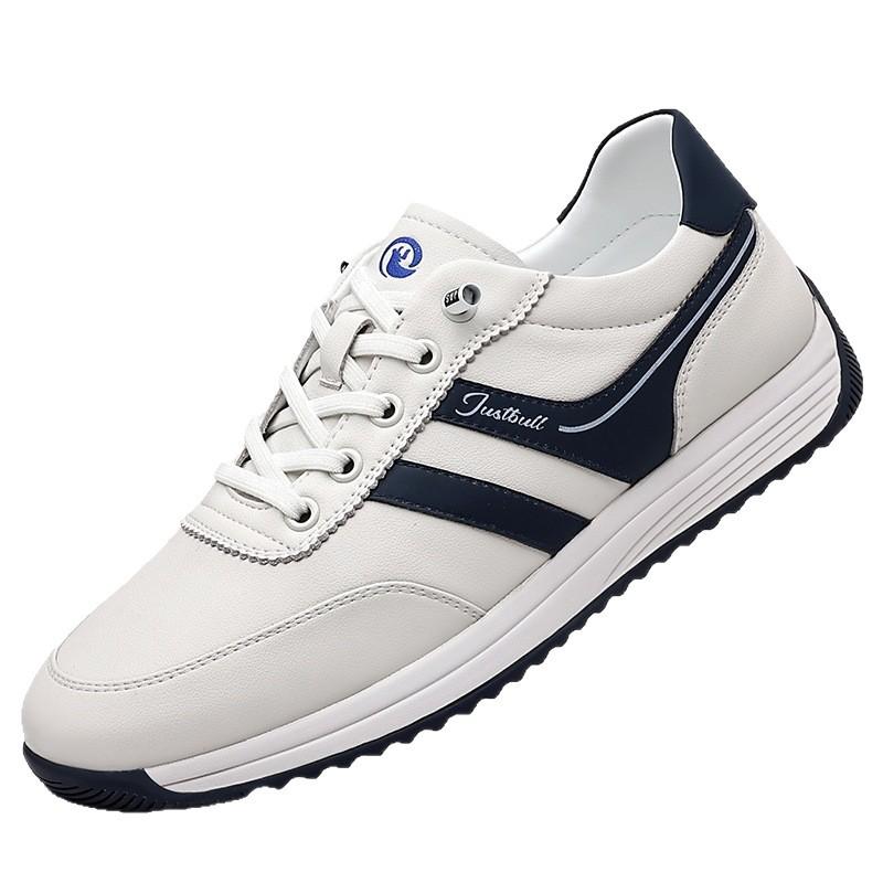 2025 spring and autumn new men's outdoor leisure sports leather shoes men's leather round head white shoes