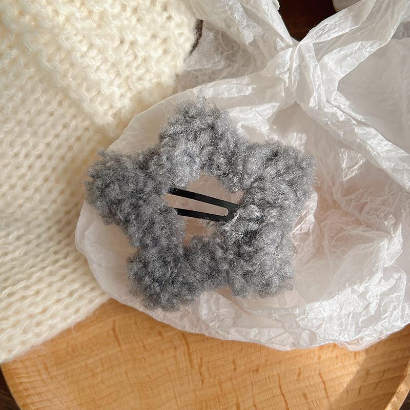 Fashion Y2k Cute Sweet Candy Color Plush Furry Star Hair Clips For Women Girls Trendy BB Clip Hairpin Barrettes Hair Accessories