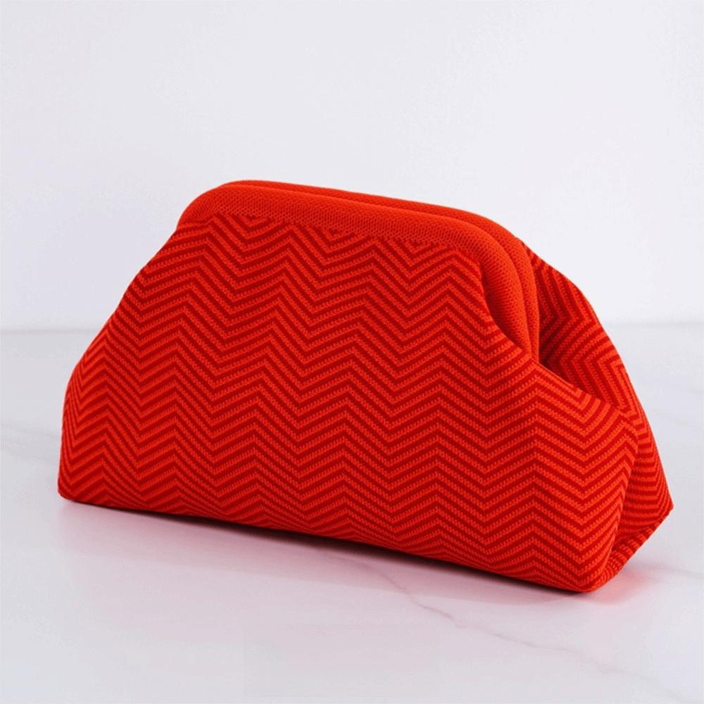 New Crochet Design Knitted Clutch Bag Portable Casual Cosmetic Bag Colorblock Handbag Women