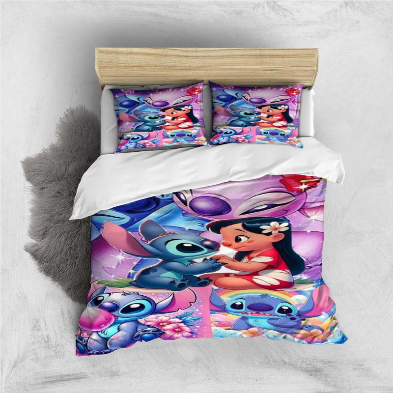 Mini Kawaii (Stitch) Bedding Set, Cartoon Duvet Cover and Pillowcases, Soft and Comfortable, Customizable.
