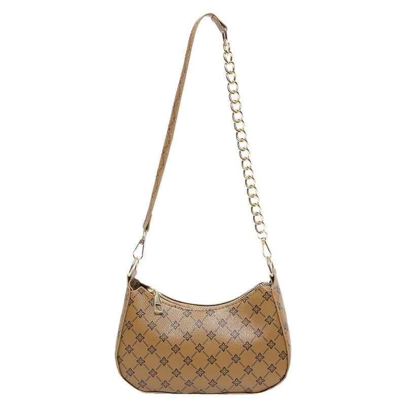 

Маленька жіноча сумка через плече з текстурою ланцюжка, нова жіноча сумка в іноземному стилі 2024, маленька сумка для мобільного телефону, літня сумка під пахву з м’якої шкіри коричневий