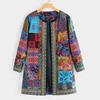 Vintage Floral Print Plus Size Cotton Jacket Women Long Sleeve Ethnic Coat