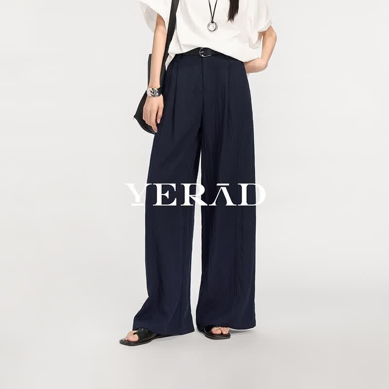 YERAD Women's Tencel Linen Blend Straight Wide-Leg Pants
