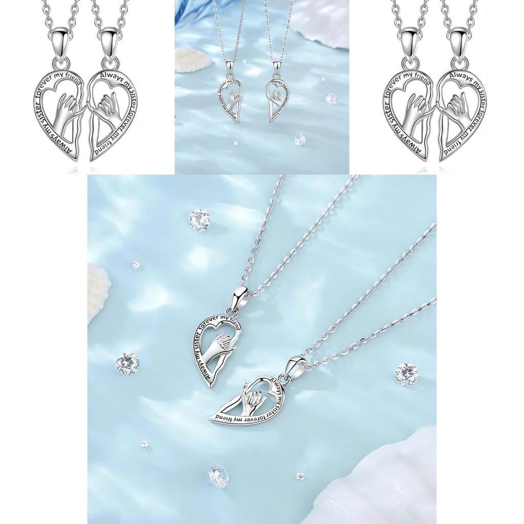 Stylish Heart Bff Pendant Necklace For Best Friends Crafted From Durable Alloy Material