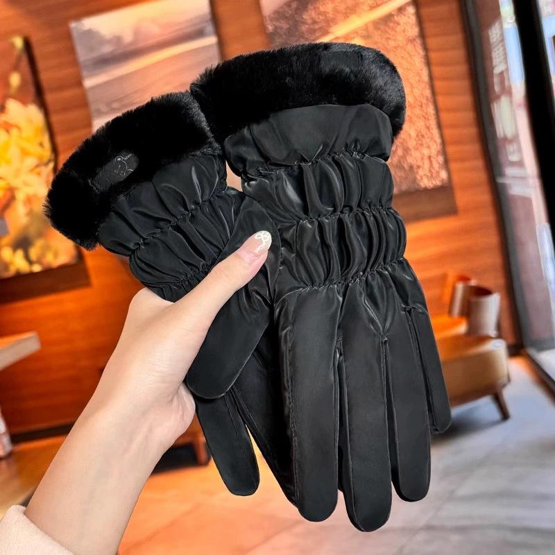 Autumn and Winter Fashion Cute Student Warm Outdoor Windproof Velvet Thickened Women's Bicycle Ski Riding Gloves