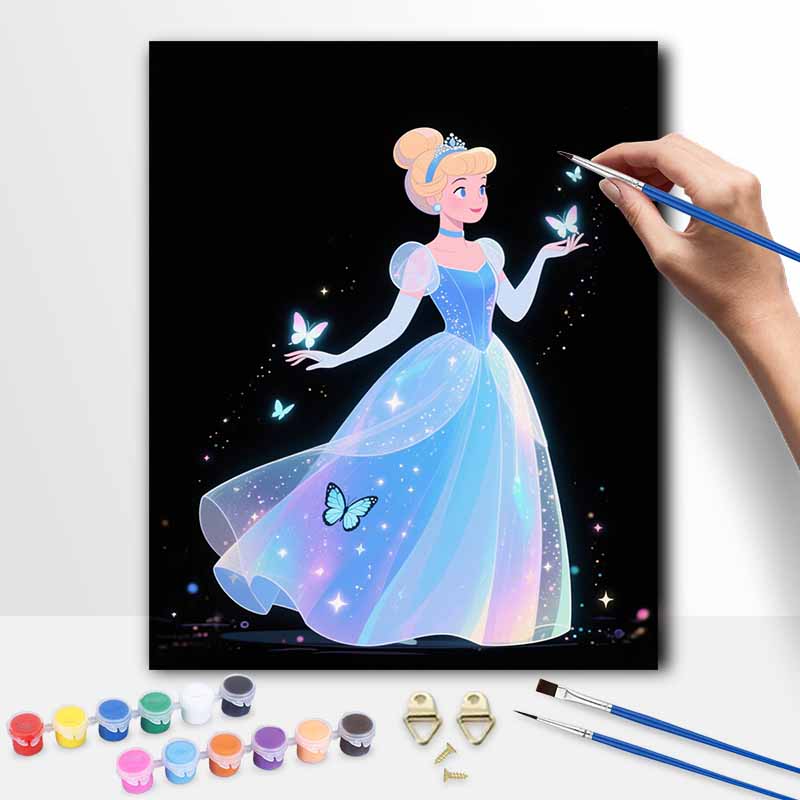 Disney Cinderella oil painting hand painting coloring painting handmade diy home decoration gift 20x30cm