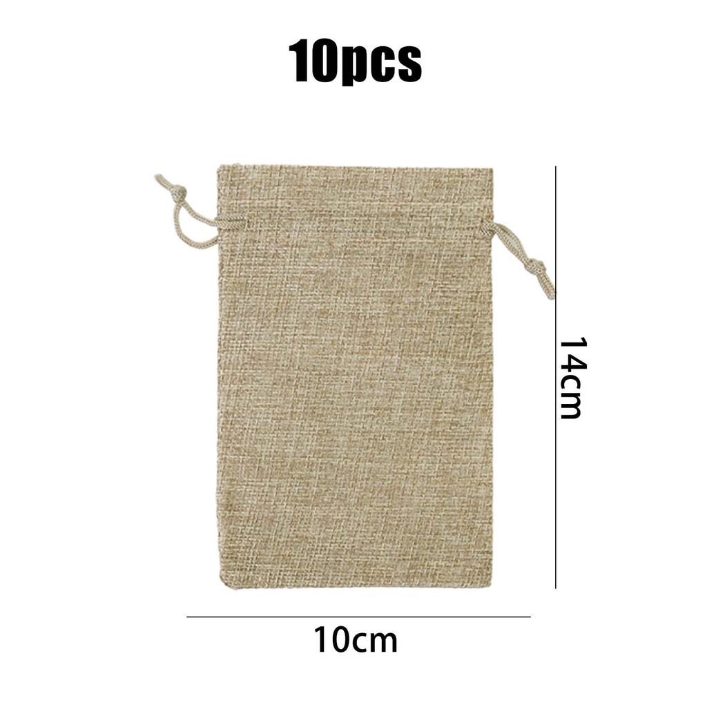 10-50 szt. Brązowa Torba ze Sznurkiem Juta Pouch na Biżuterię Len Torba Pakująca DIY Boże Narodzenie Torby na Cukierki Organizer do Przechowywania