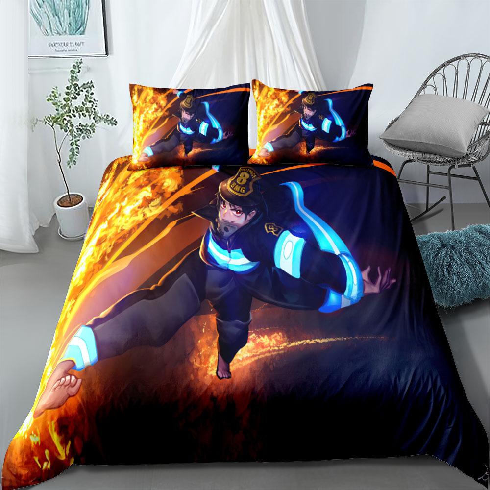 Fire Force Cartoon Bedding Set King Queen Double Full Twin Single Size Bed Linen Set