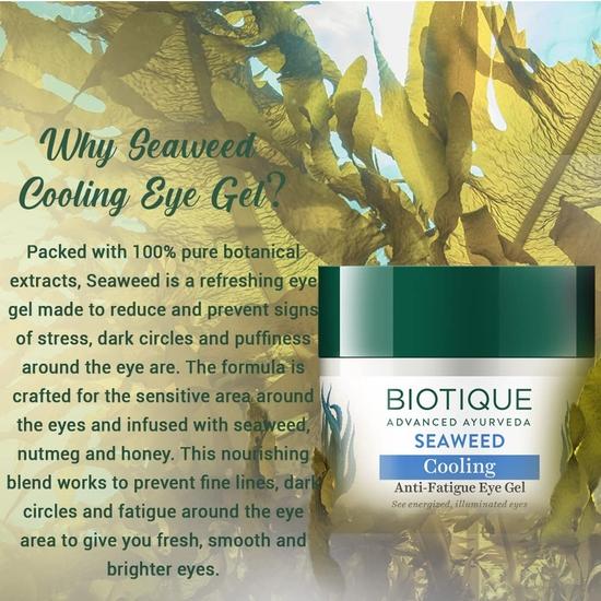 Biotique Bio Seaweed Revitalizing Anti Fatigue Eye Gel | Odpowiedni dla każdego rodzaju skóry | 15G, 1 sztuka