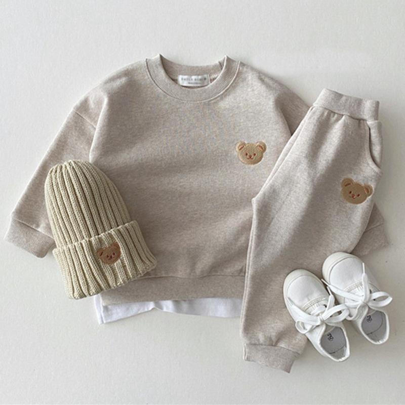 Baby Suit Cotton Round Neck Sweater Sports Suit Baby Casual Cartoon Two-piece Set