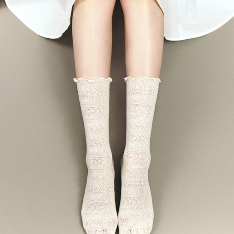 Biarritz Socks Cashmere Lace See-through Long Socks 8 Colors