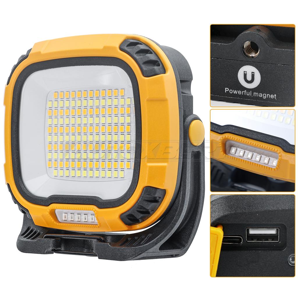 Led Work Light Rechargeable Portable Magnetic & Hook Work Light 4000 Lumens Job Site Lighting Camping Car Repairing Inspection