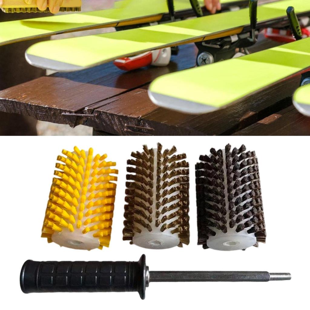 Brushes Ski Brush Set Rotating Kit Board Waxing Electric with Axle Shaft Handle