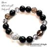 Natural Power Stone Bracelet with Suzaku Silver Carved and Eye Black Protection from Evil and Amulet for Good and Includes a Luxury Drawstring Bag
