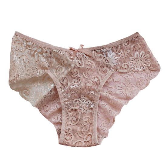 

Женские трусики с низкой талией, ажурные, кружевные, с хорошей воздухопроницаемостью, однотонные, тонкие S абрикосовый