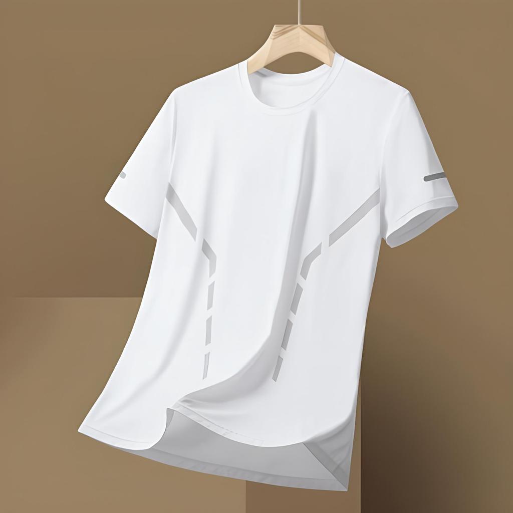 Zomer Heren T-shirt IJs Zijde Ronde Hals Losse Pure Kleur Korte Mouwen Trui Casual Dagelijkse Draagkleding Sport Fitness Top