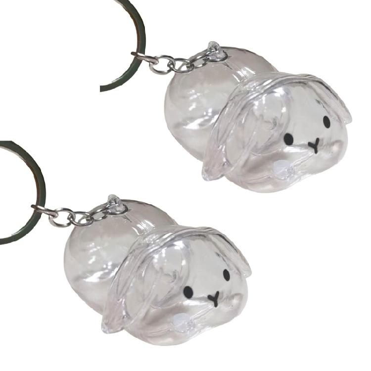 Functional Rabbit Shape Keepsakes Pendant Keychain Bunnies Hair Storage Box Clear Pet Furs Organizers Bag Charm Gift