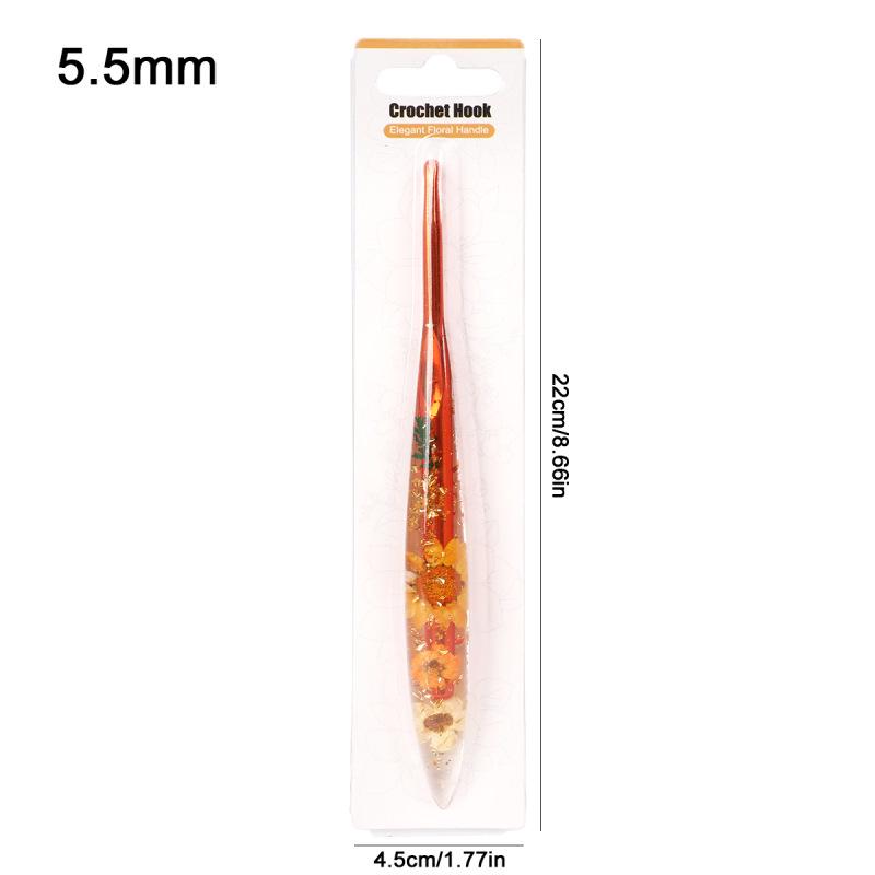 Set of 9 Colored Anodized Aluminum Crochet Hooks with Creative Resin Handles and Exquisite Flower Design