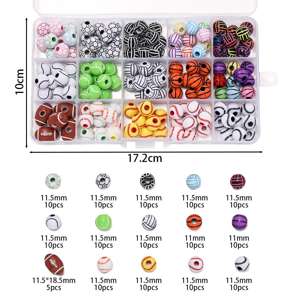 

145pcs/Box Acrylic Ball Bead Sport Ball Spacer Loose Beads for DIY Bracelet Necklace Jewelry Making Accessories Supplies Kits