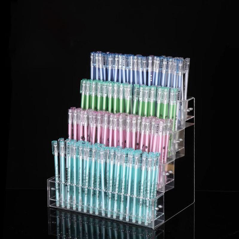 Makeup Paint Brush Organizer Rack Pen Display Stand,Multi-Level Plastic Organization Rack Pencil Holder,Clear Pen Display Holder