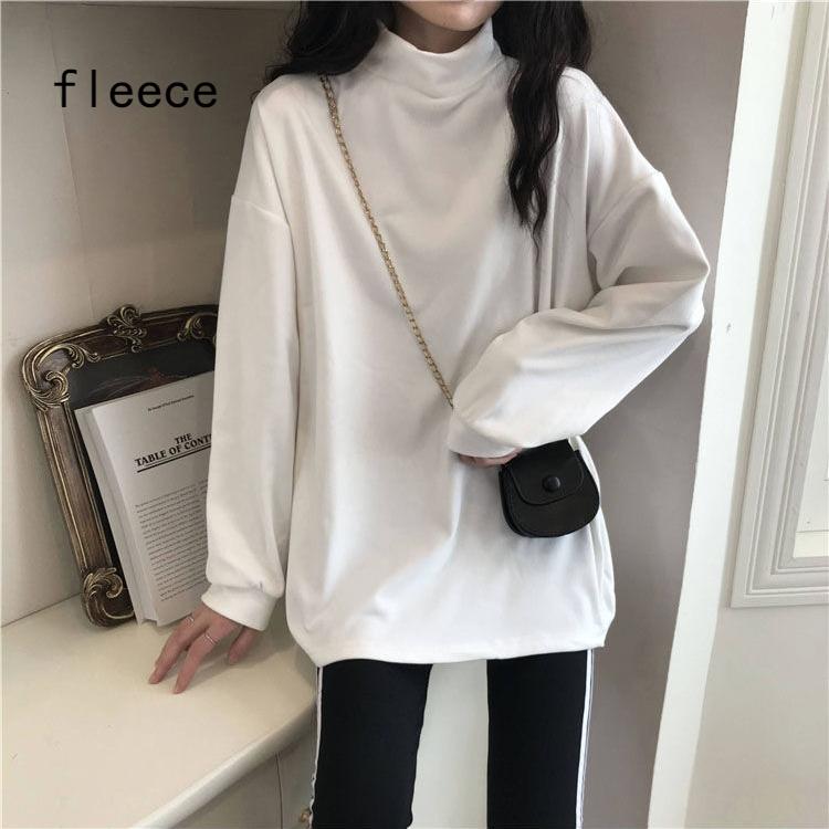 Fashion Turtleneck Solid Color All-match Hoodies Women Clothing Autumn New Oversized Casual Pullovers Loose Korean Hoodies