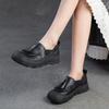 Spring New Genuine Leather Ugly Chic Platform Loafers Women Round Toe Slip On Casual Shoes Comfortable Thick Sole Flats