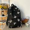 Butterfly Embroidery Backpack Casual Daily Bag Large Capacity School Bag for Students Commuters Minimalist Fashion Design with Tassel Details