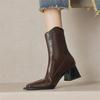 Fashion New Autumn Winter Women Boot Fashion Square Toe Boots for Women Short Boots Ladies Shoes Western Boots Zapatos Mujer High Heels