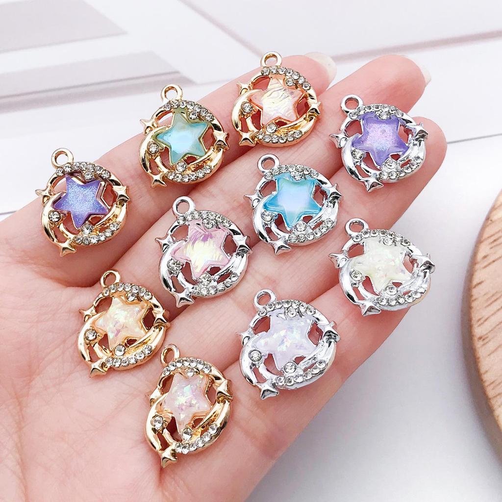 Star Moon Light Diamond Pendant Charm for DIY Jewelry Accessories