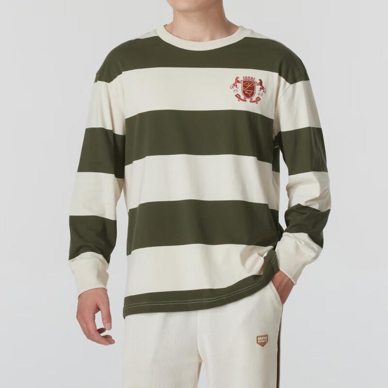 Puma Mode Lässig Farbblock Gestreift Langarm T-Shirt Unisex Oberteile Weiß Grün 630969-87