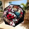 Harley Quinn Joker Print Automatic Open Close Umbrella, Portable Foldable Umbrella, for Outdoor Commute Camping Trip, Ideal Birthday Gift