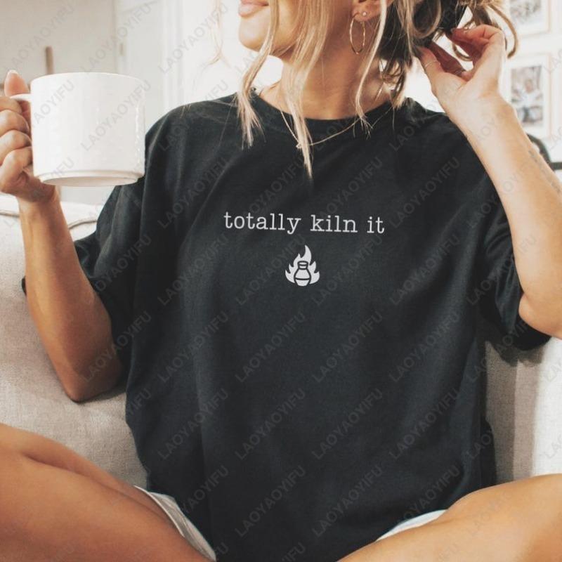Funny Pottery Unisex Cotton Shirt Classics Ceramic Artist Printed Tops for Potters Clay Lovers Wheel Throwing Fans Casual Tee