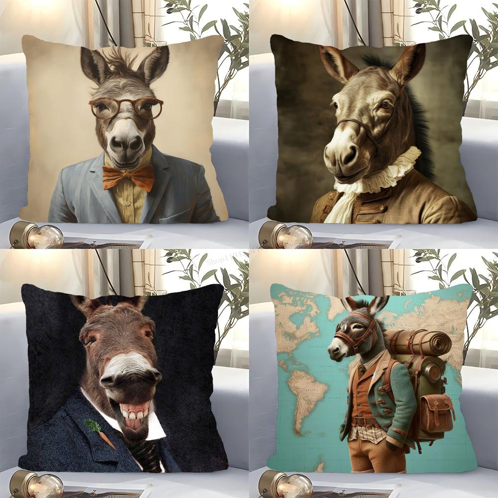 1 Stück Abstrakt Lustiges Tier Esel Kissenbezug Quadrat Schlafzimmer Sofa Freizeit Komfort Kissen Auto Wohnzimmer Heimdekoration