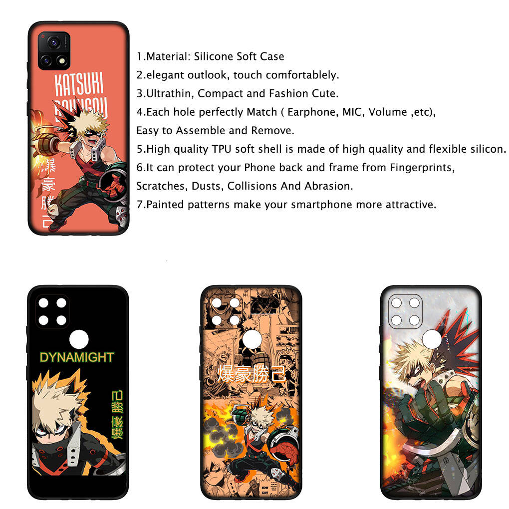 For iPhone 17 16 15 Xiaomi Poco Redmi Note 14 13 12 11 Pro Max Samsung Galaxy S25 S24 S23 OPPO Huawei Bakugou Katsuki BNHA My Hero Academia Phone Case
