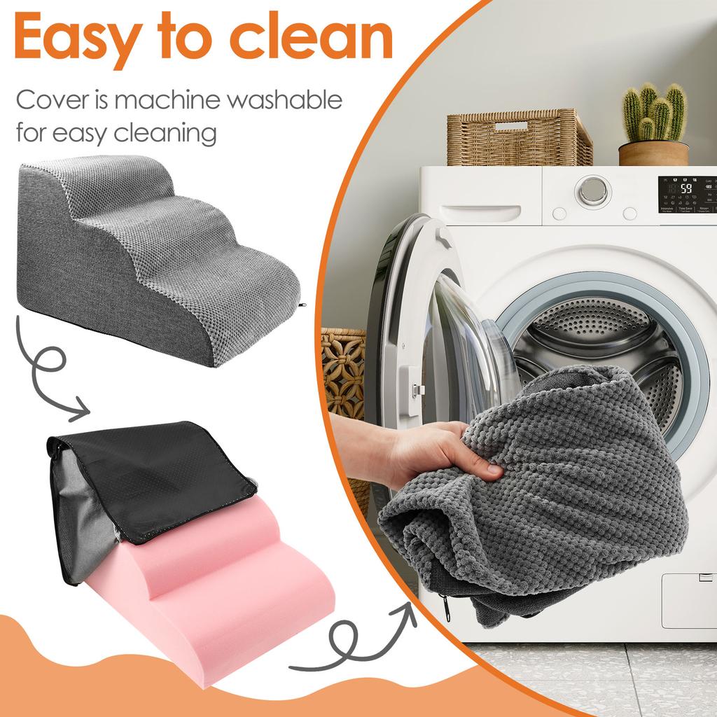 Rampă Scări Curbe pentru Câini pentru Paturi Înalte și Canapea Trepte pentru Animale de Companie Umplutură din Burete Antiderapantă pentru Câini Mici și Pisici