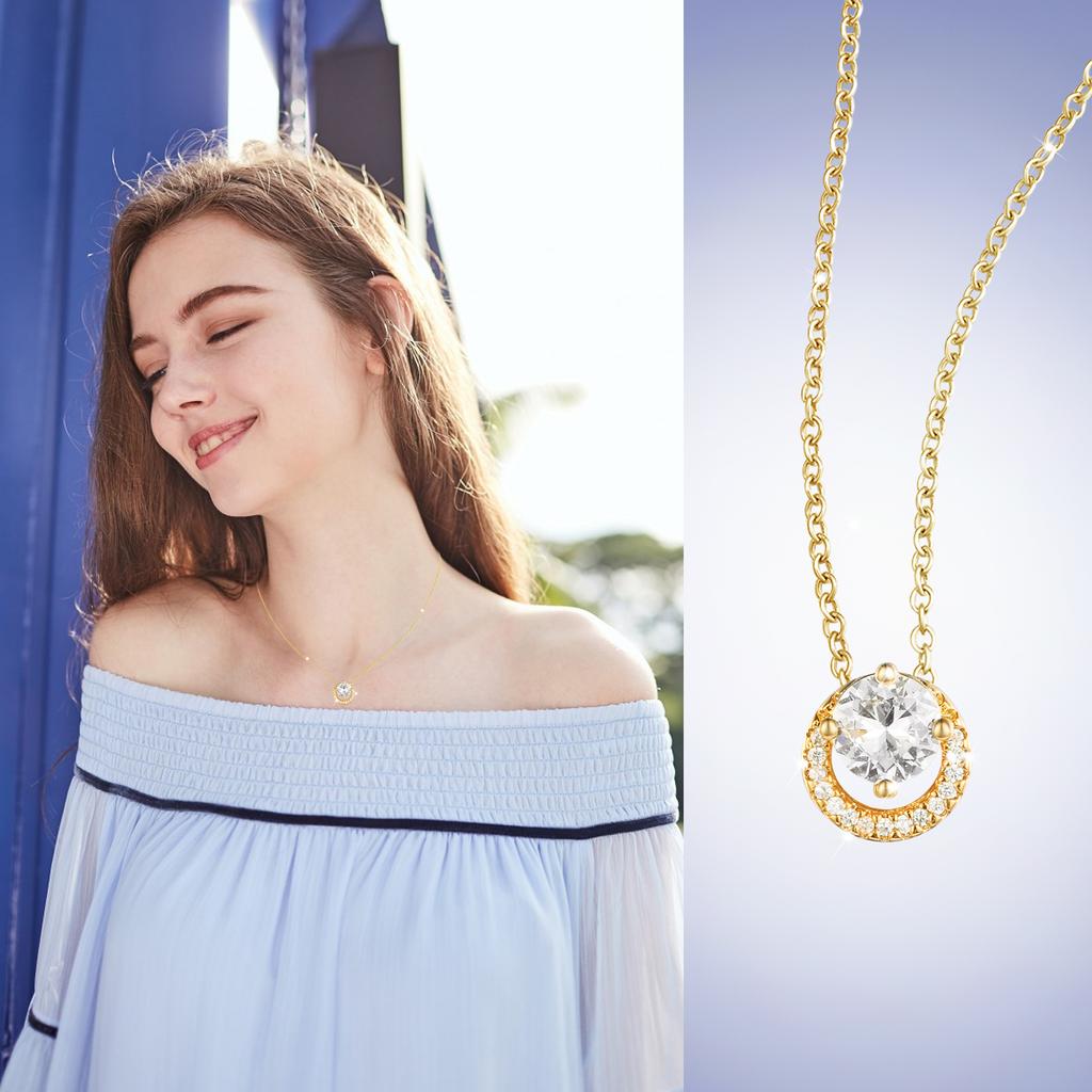 Collana con ciondolo a forma di alone rotondo scintillante da donna, in argento sterling 925, con zirconi trasparenti, gioielli originali Colares