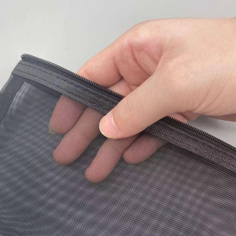 Nylon Transparent Zipper Pencil Case Zipper Mesh Cosmetic Storage Bag Clear Stationery Bag  Unisex