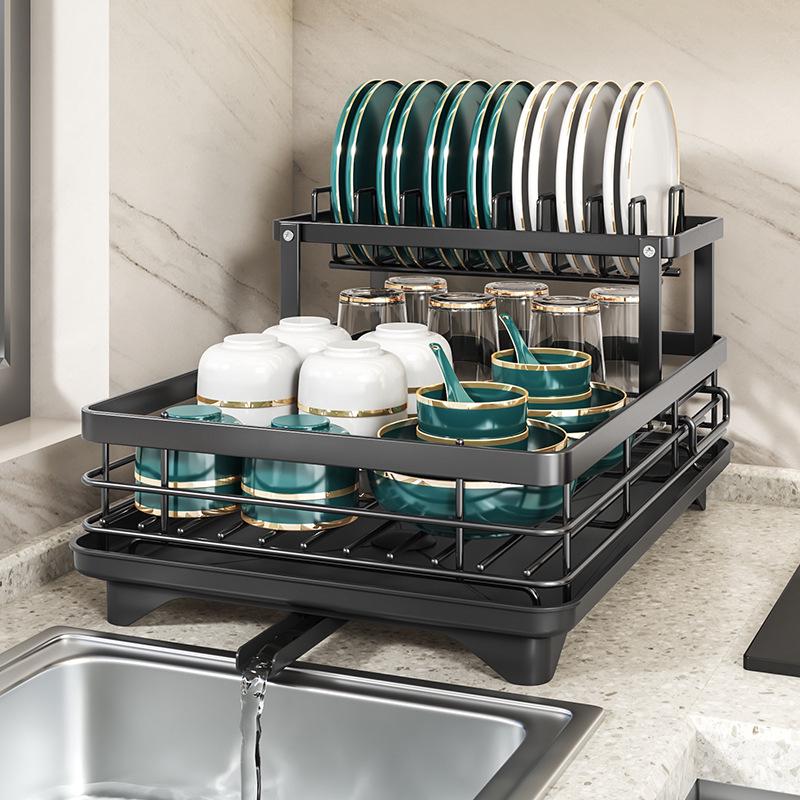 Kitchen Sink Dish Drying Rack with Bowl and Chopsticks Storage