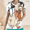 Women Plus Size V Neck Short Sleeve Scrub Top Black Cat Witch Hat Pumpkin Mushroom Halloween Print Nurse Uniform Top