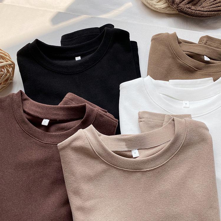 Women's Slim Fit Velvet Self-Heating Long-Sleeve Top for Autumn/Winter