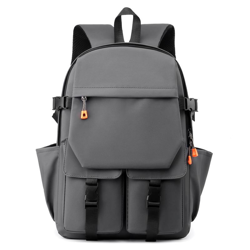 Men's Backpack Large Capacity Student Schoolbag Travel Backpack Solid Color Computer Bag