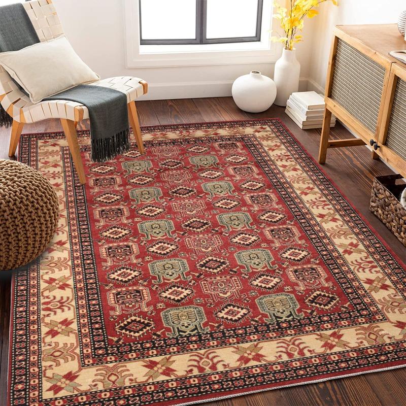 Oriental Medallion Carpets Elaborate Floral Pattern Navy Cream Gold Tones for Luxurious Living Room Decor