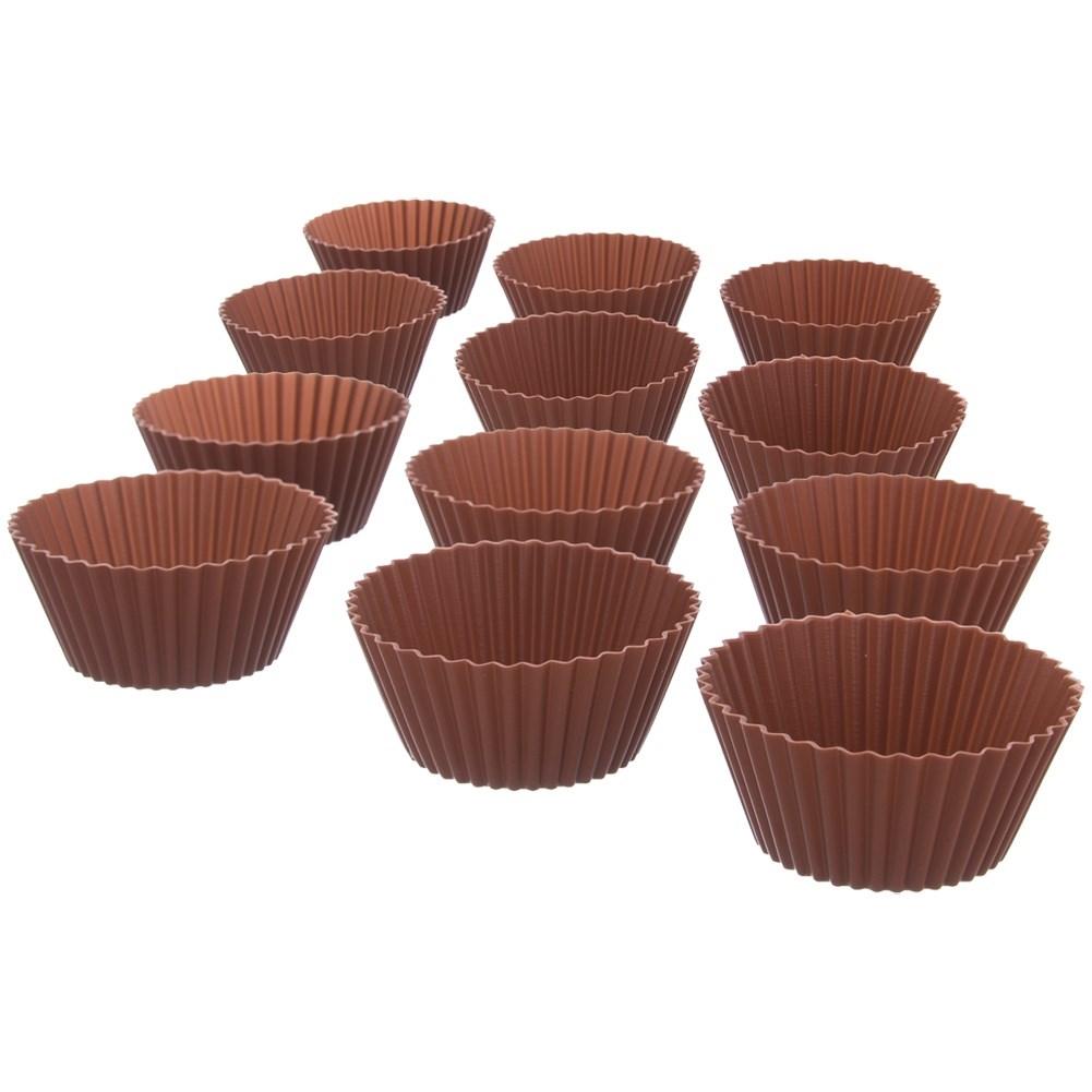 Foremki Do Muffinek Na Babeczki Muffinki Papilotki Silikonowe Brązowe 12 Sztuk 5.5cm ORION 151757
