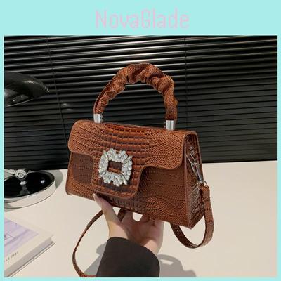 Kleine quadratische Tasche aus PU-Leder mit Nähten für den täglichen Streetstyle für Damen