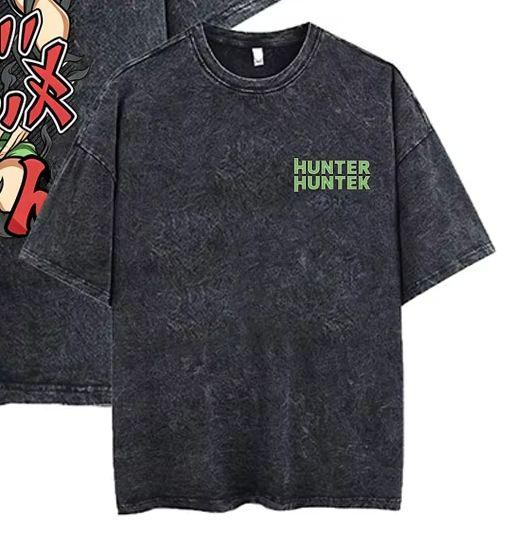 Anime Hunter X Hunter Retro Washed T-shirt Cartoon Hyskoa Merch T Shirts Men Women Manga Casual Harajuku Short Sleeve T-shirts