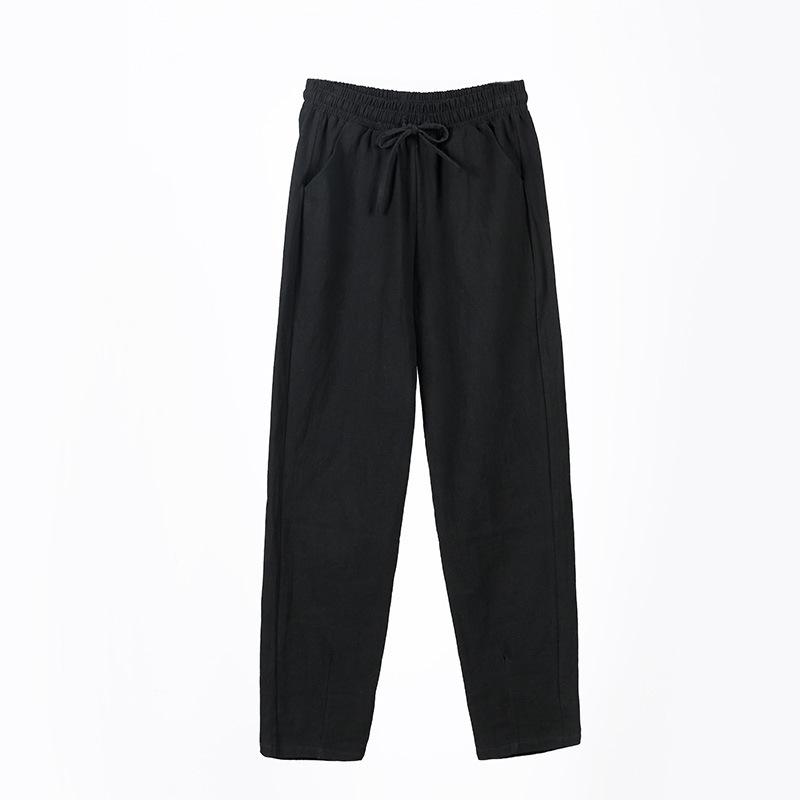 Women's Summer Loose Thin Section Leisure Cotton Linen Harem Trousers Solid Colour Mid-waist Nine Radish Trousers