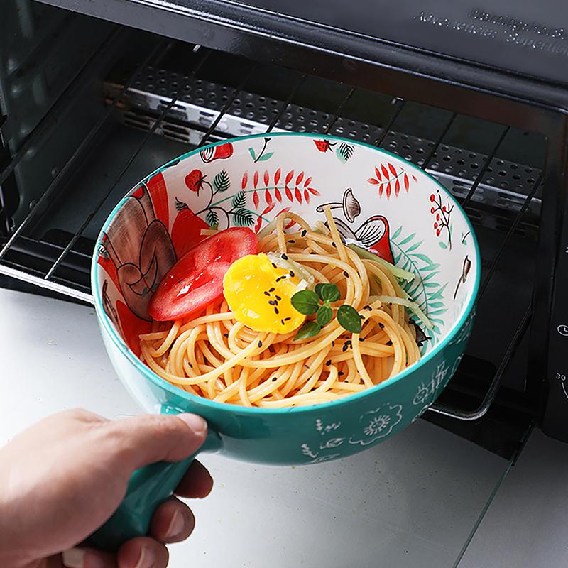 Keramická mísa s jednou rukojetí Mísa na nudle Forest Animal Design Velká mísa Kreativní restaurace Mísa na květiny pro domácnost Domácí dekorace