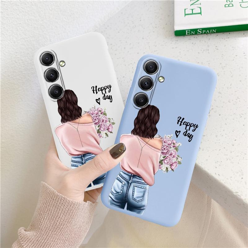 Dívčí vzorované měkké silikonové pouzdro pro Samsung A55 M35 S24 Xiaomi Redmi Note 13 Pro 13C iPhone Huawei Honor Realme ochranný kryt proti nárazu