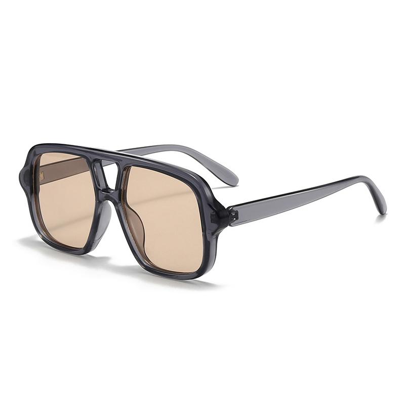  New Ins Popular Fashion Double Bridges Square Men Sunglasses Vintage Punk Yellow Shades UV400 Men Trending Sun Glasses