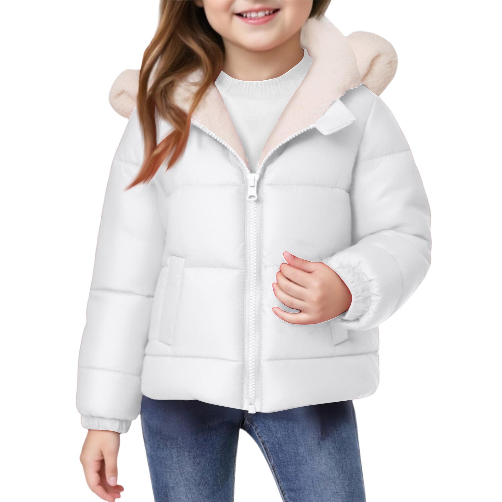 

Kids Ear Pocket Coat - Solid Color Short Cotton Jacket 90 белый